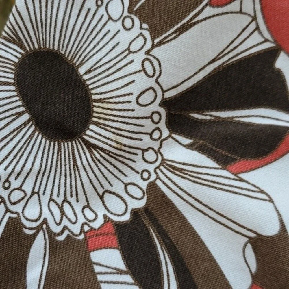 LOFT RETRO MOD BROWN FLORAL COTTON MINI SKIRT 70s GROOVY BROWN CREAM SIZE 6